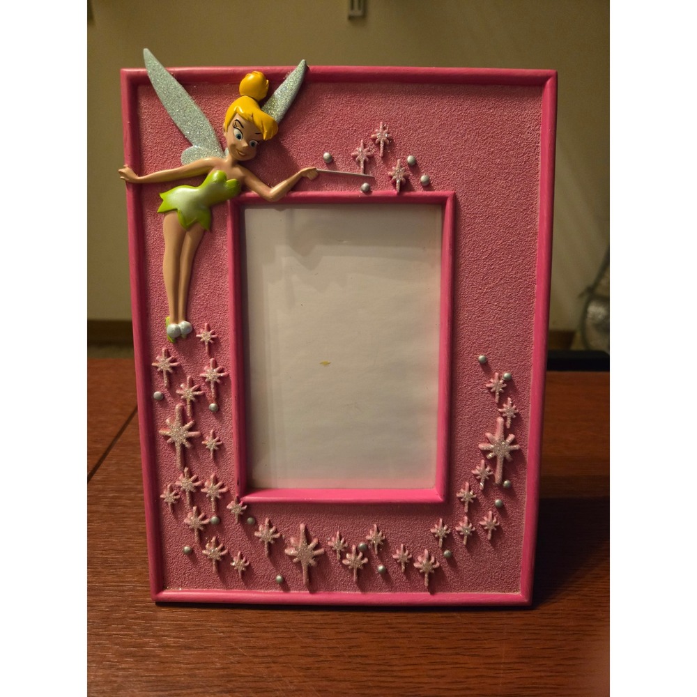 Disney Store Tinker Bell Pink Glitter Star 3D Picture Frame Peter Pan Disneyana